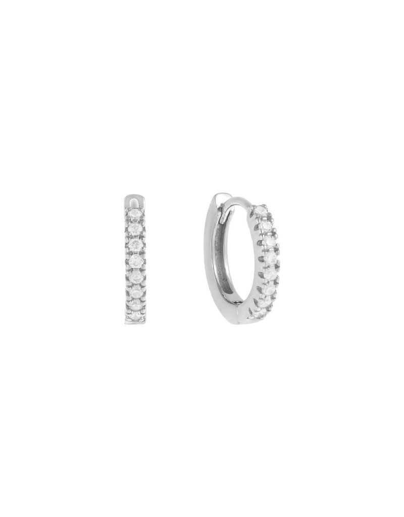 A369SIL-12MM CZ Mini Huggie Earring Silver 12mm