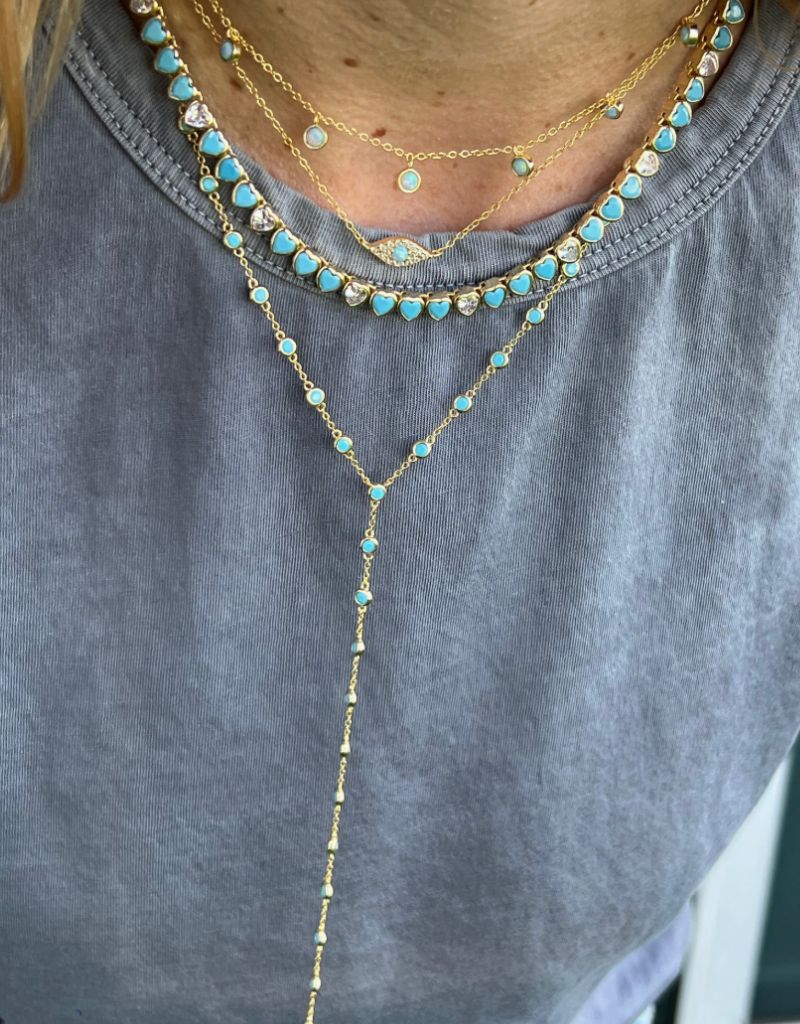 Turquoise Bezel Lariat Gold