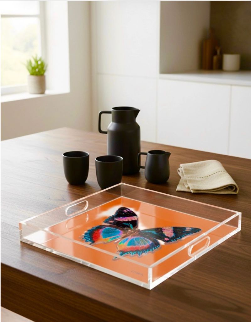 Mandarin Papillon Acrylic Square 14" Tray