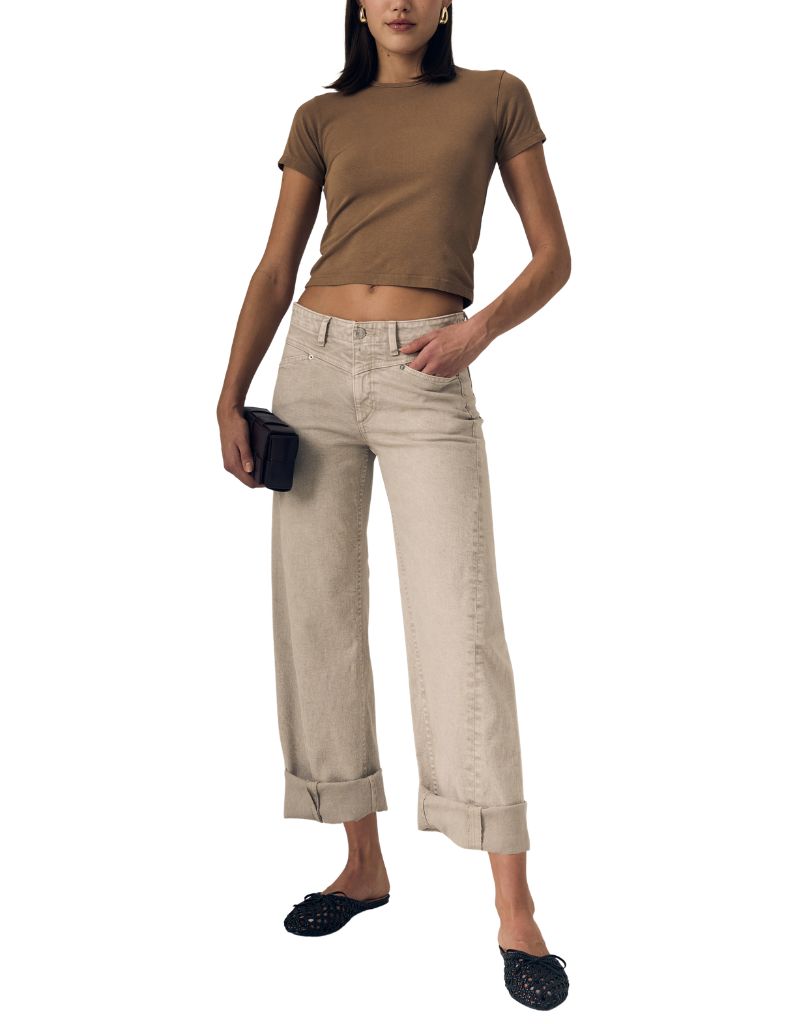 Selena Crop Cuffed Mid Rise Desert Sands H26