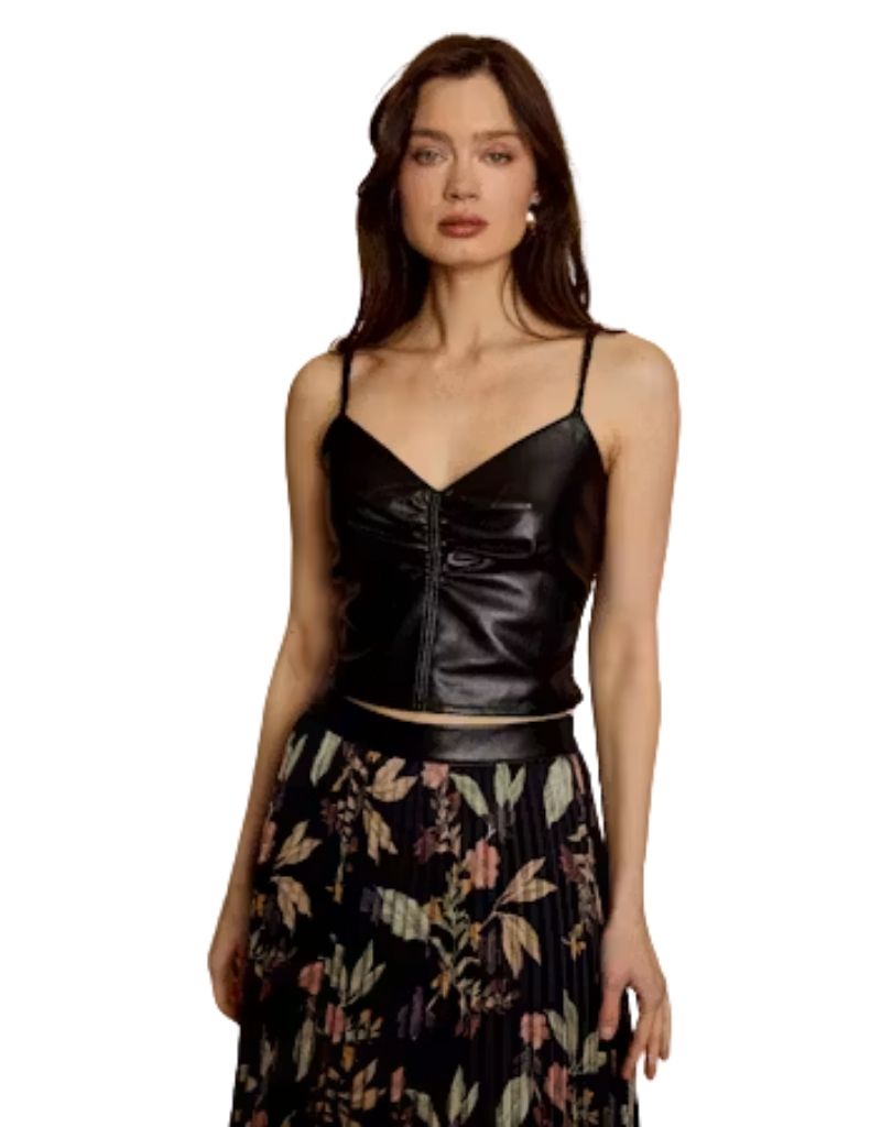 Marley Top in Black Vegan Leather