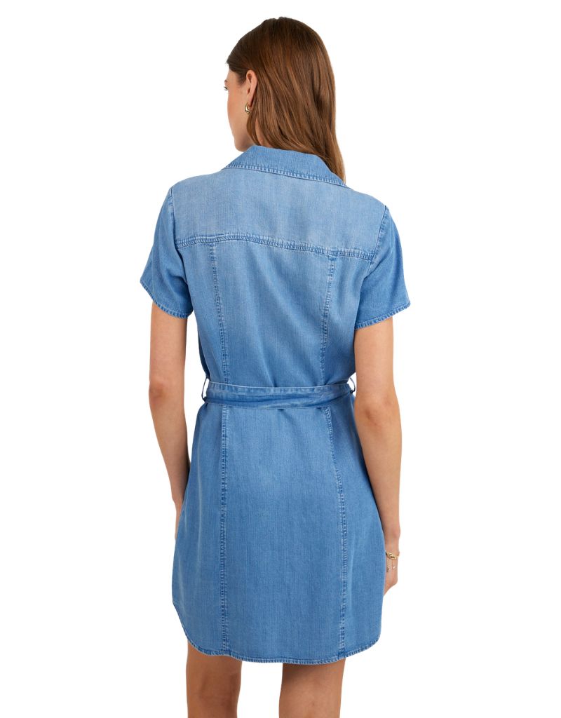 Short Sleeve Seamed Shirt Dress Indigo Harbor Wash