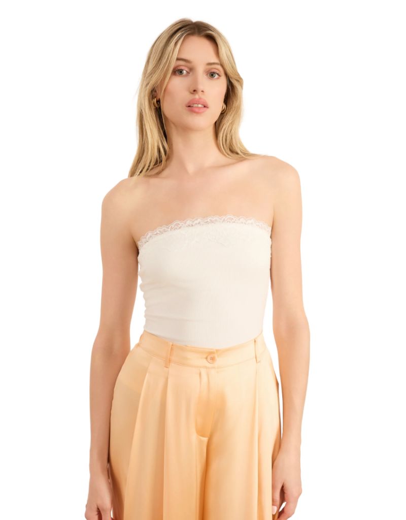 Rama Strapless Rib Knit Camisole White