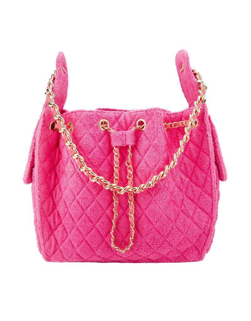Cruz Terry Bucket Tote in Fuchsia Large