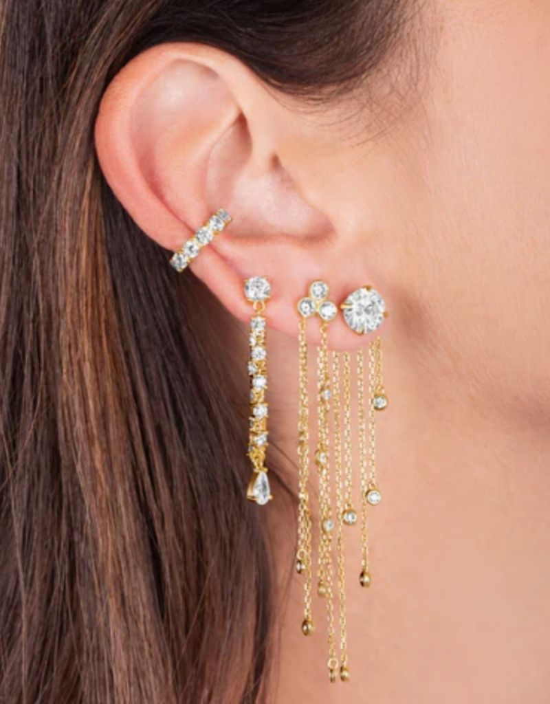 Round Diamond Like Studs Gold