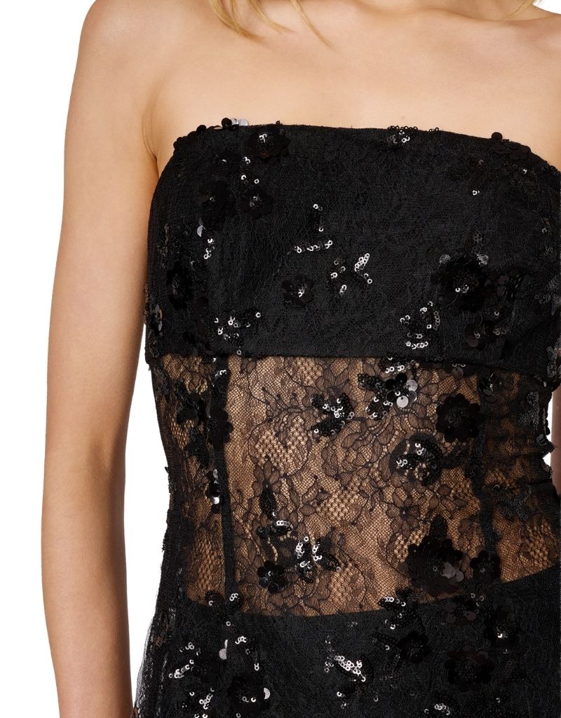 Mercurie Sequined Lace top Black H26