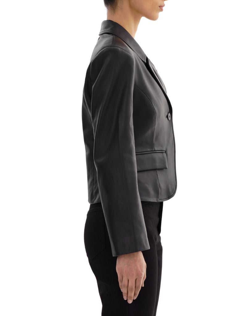 Valentina Black Leather Blazer