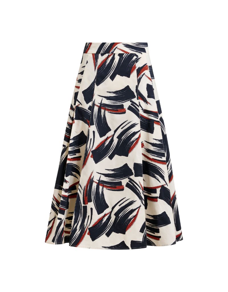 Jaelyn Deep Pleat Midi Skirt Combo Burned Red