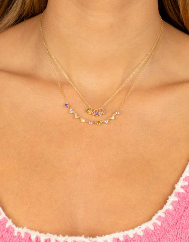 N74677 Multi Colored Graduated Stone Necklace