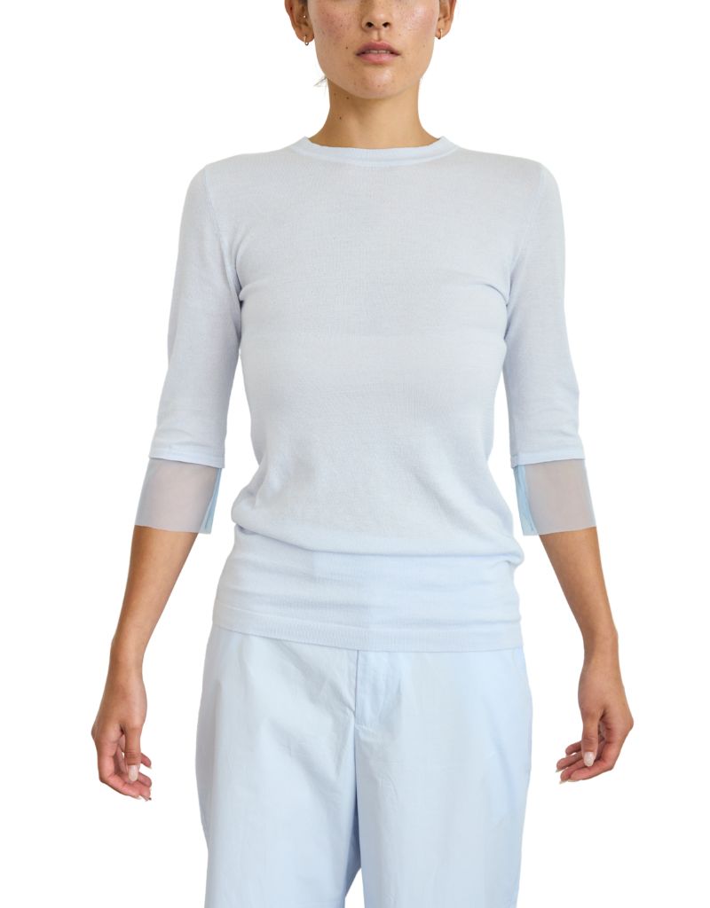 Pima Tulle Cuff T-Shirt Robbins Egg