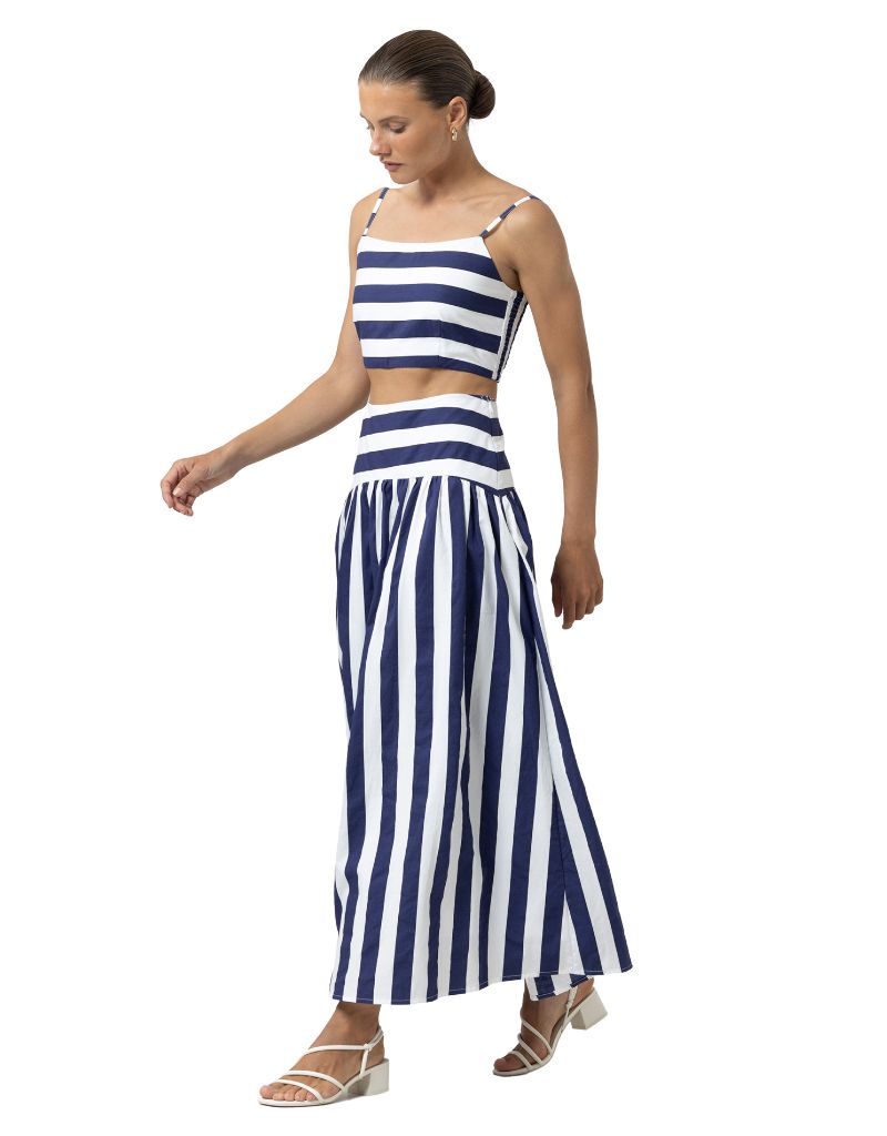 Oliver Poplin Skirt Marine Stripe