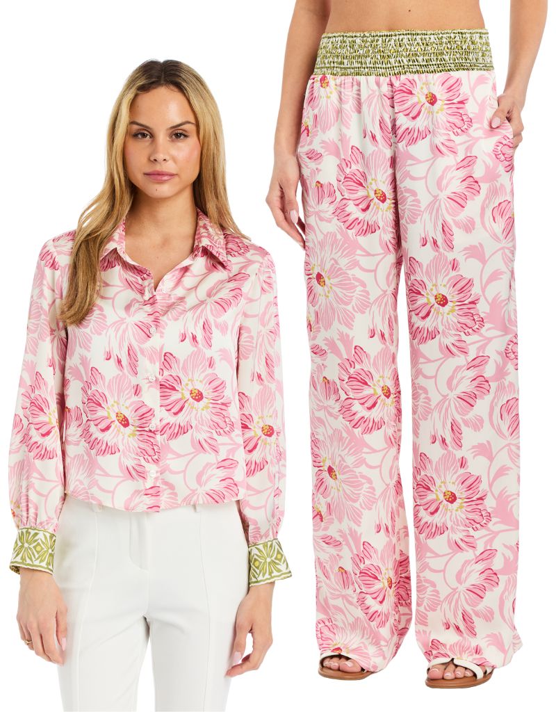 Alexa French Satin Blouse Lotus