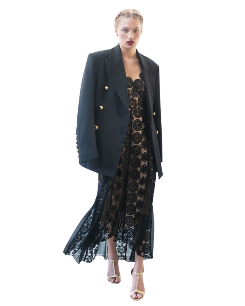 Godet Slip Dress Black