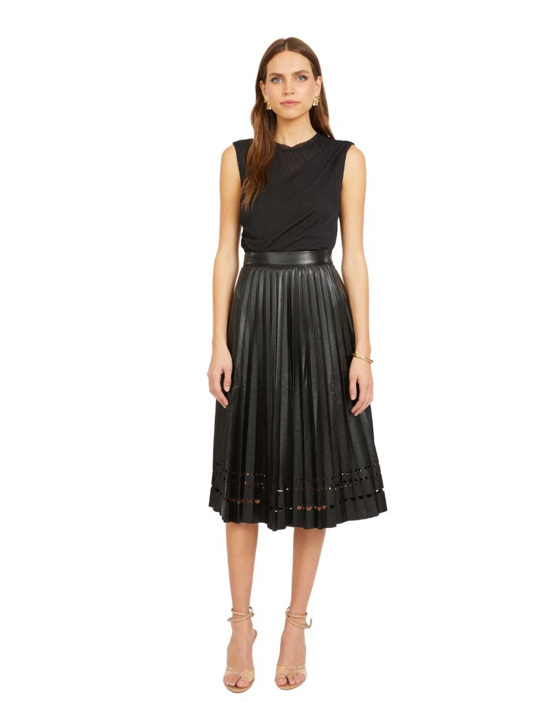 Alana Skirt in Black Vegan Leather