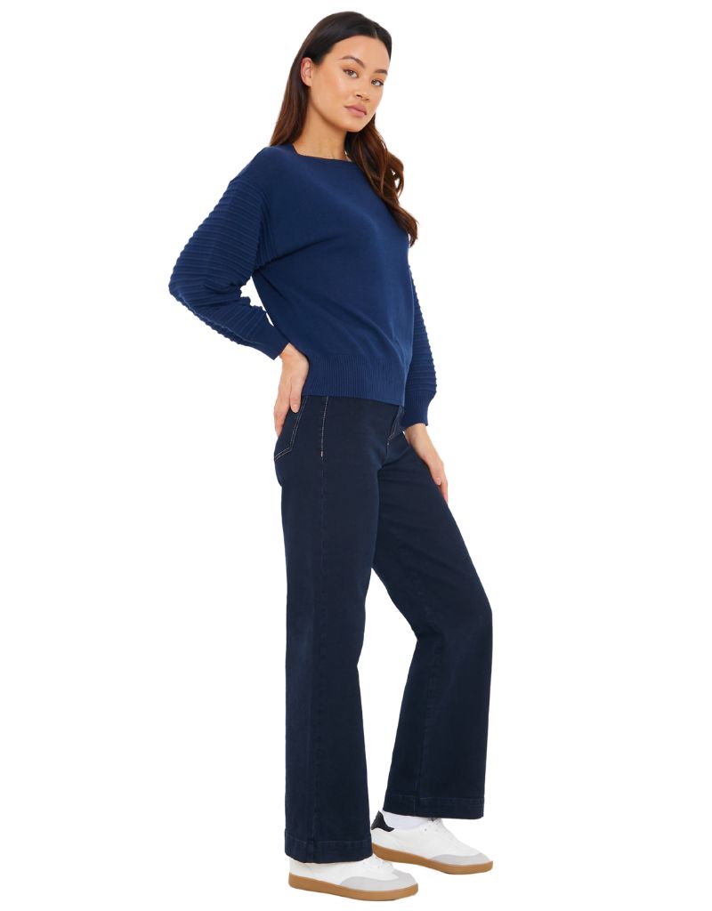 Wispr Textured Balloon Sleeve Crew Hello Sailor