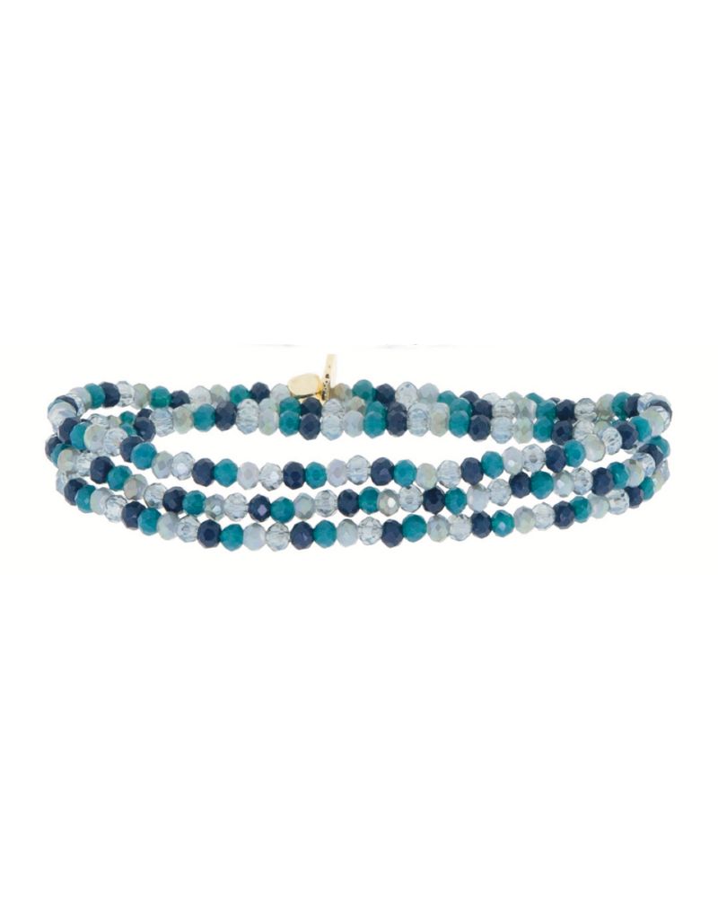 9686B Navy Ice Mini Stretch Crystal Beaded Bracelet