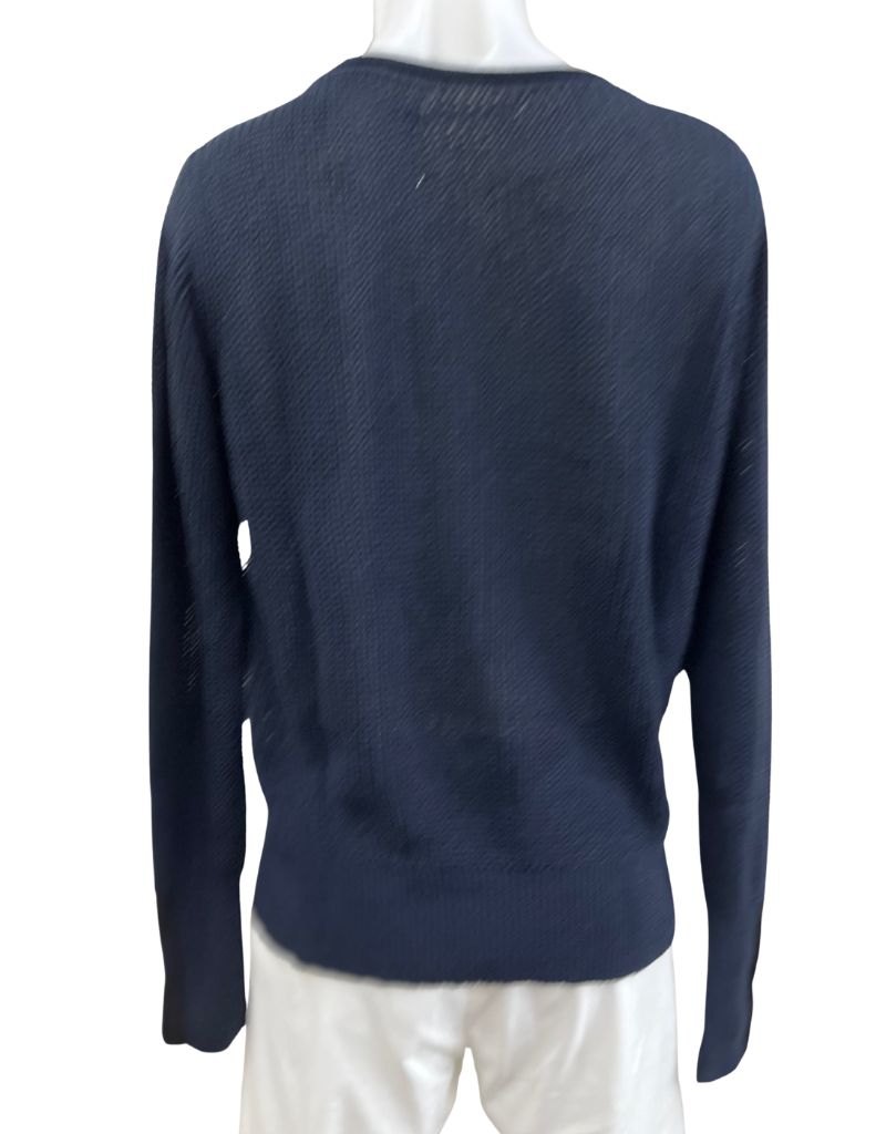 Delilah Cotton Waffle Knit Crew Neck Top Indigo