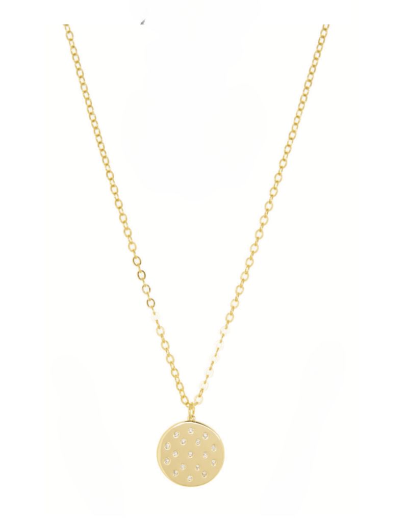 3427N Gold Plated 20" Necklace with Circle CZ Pendant