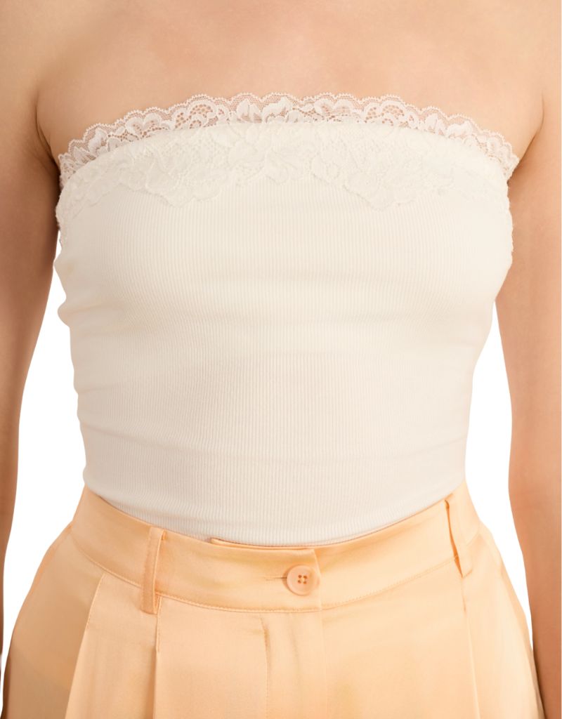 Rama Strapless Rib Knit Camisole White