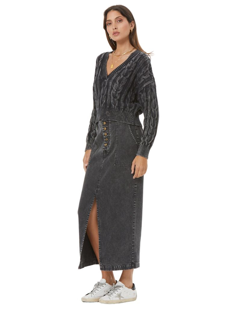 Dara Midi Skirt Mineral Wash Black