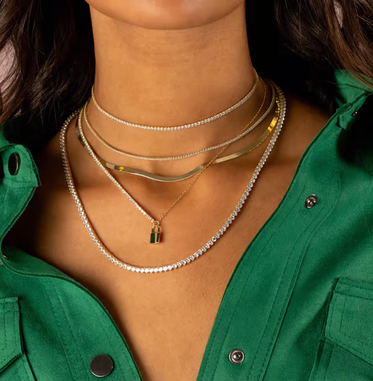 N21129-SIL-409 Thin Tennis Choker Silver