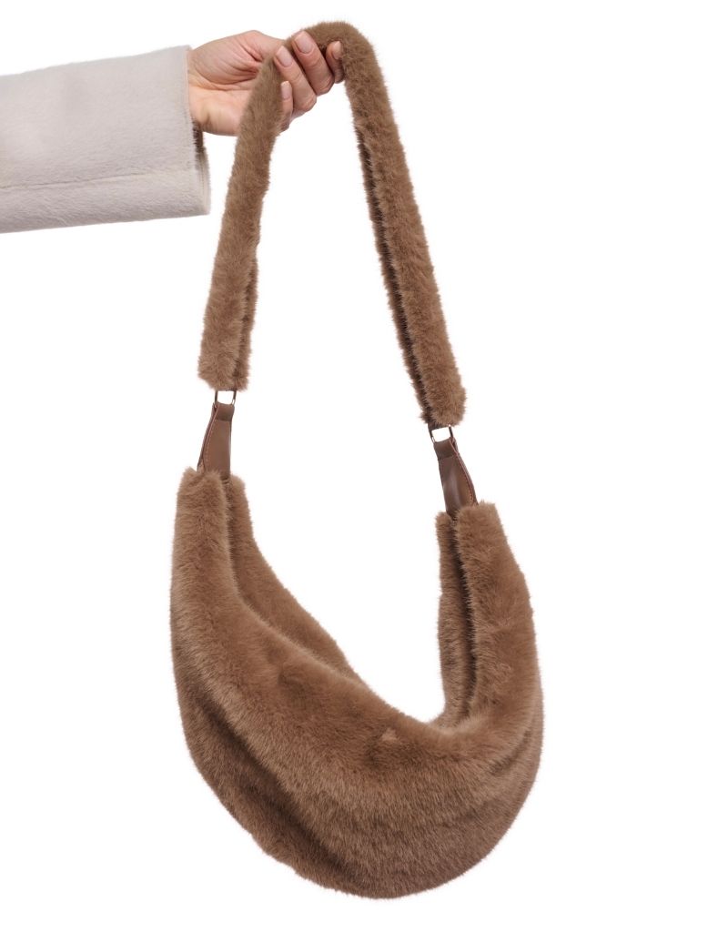 Nayla Faux Fur Crossbody Bag Toast