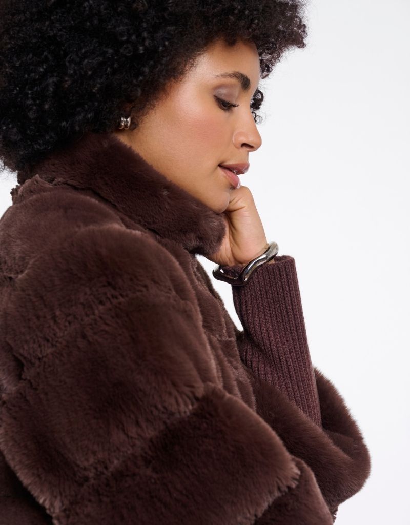 Feline Jacket with Rib Cuffs Coffee Roast