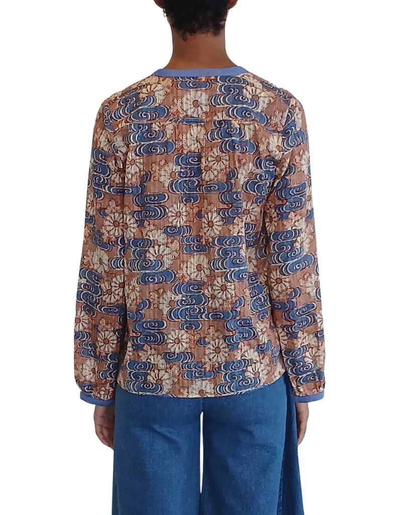 Vintage Kimono Floral Shirt Clay Multi