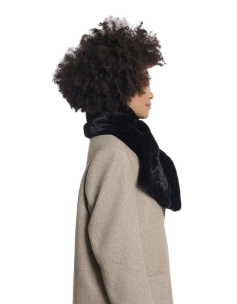 Stip Faux Fur Scarf Black