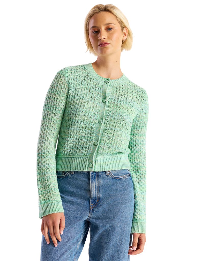 Wispr Cable Twist Yarn Cardi Cool Green