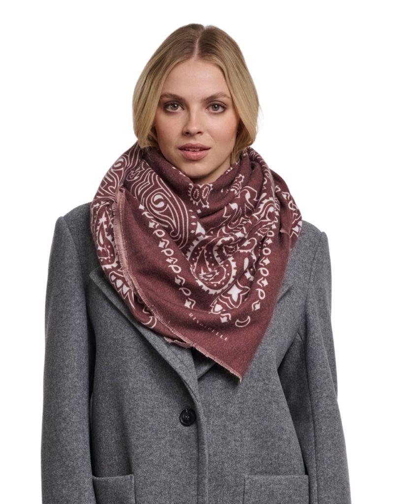 Odiana Big Square Print Scarf Sangria Paisley F26