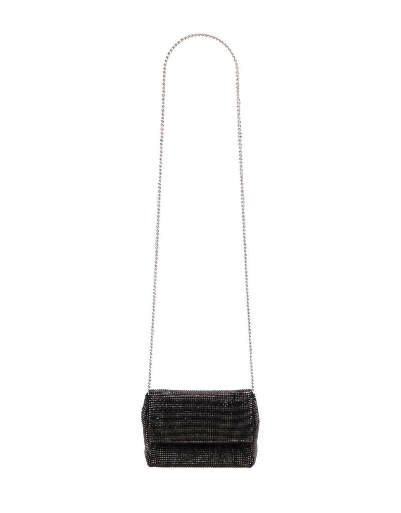 Rhinestone Flap Bag with Chain Strap SRB-E3996 Black