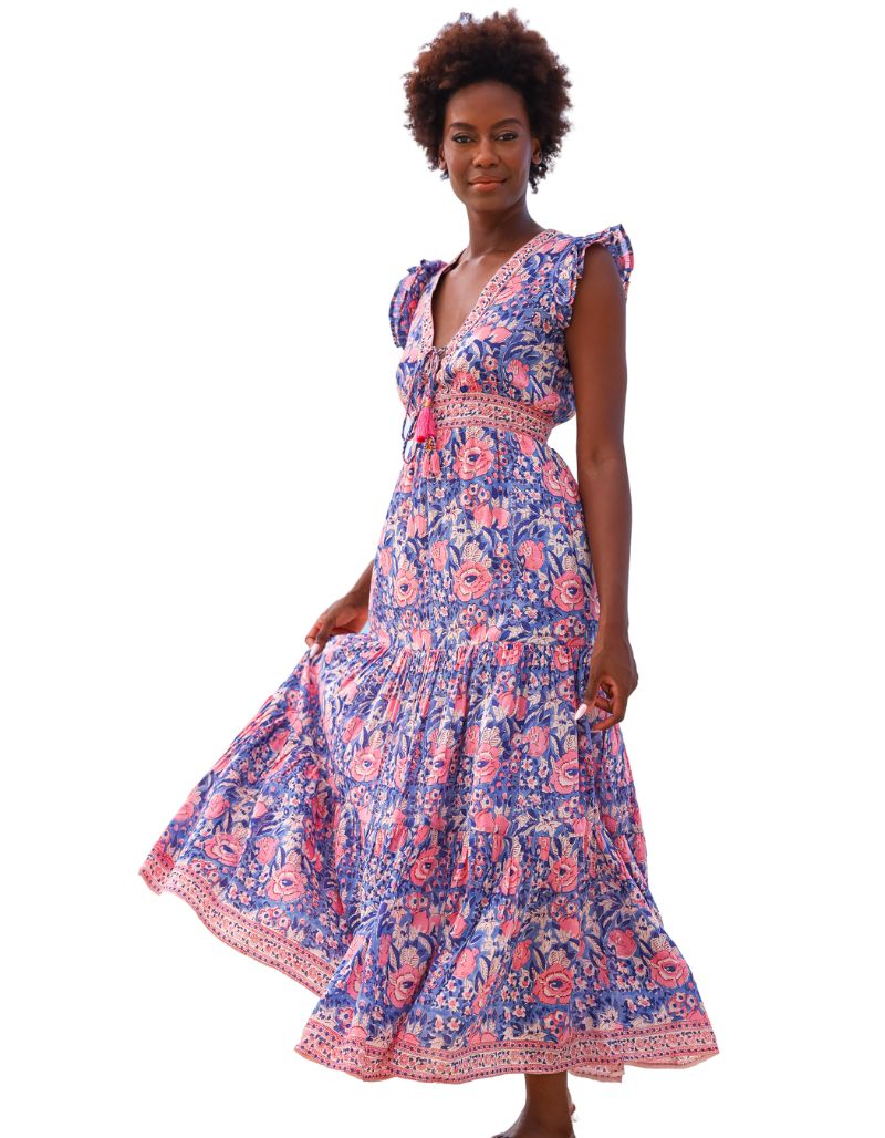 Farrah Maxi Dress Indigo Pink floral 6