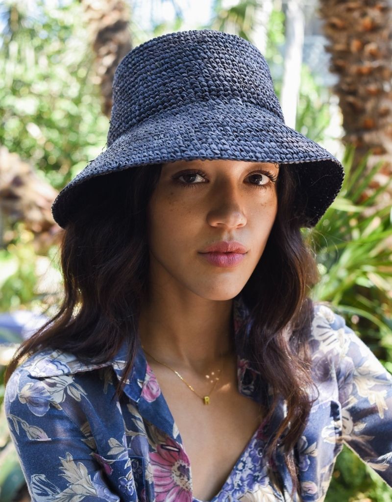 Tali Straw Hat in Midnight Blue