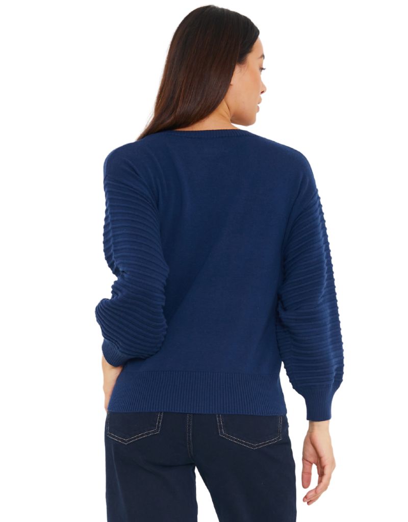 Wispr Textured Balloon Sleeve Crew Hello Sailor