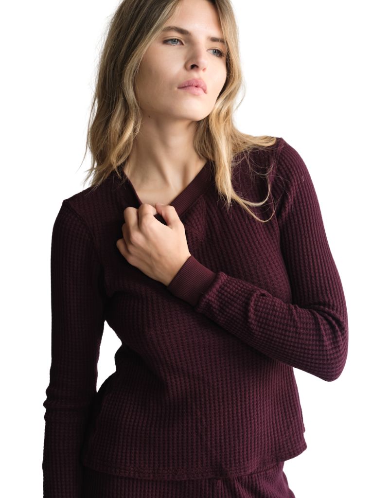 Maine Waffle Long Sleeve Merlot