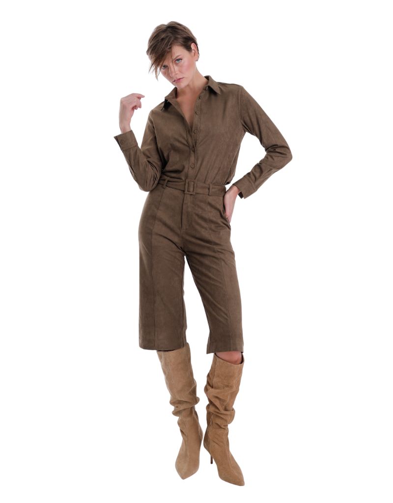 Veronica Suede Blouse Olive