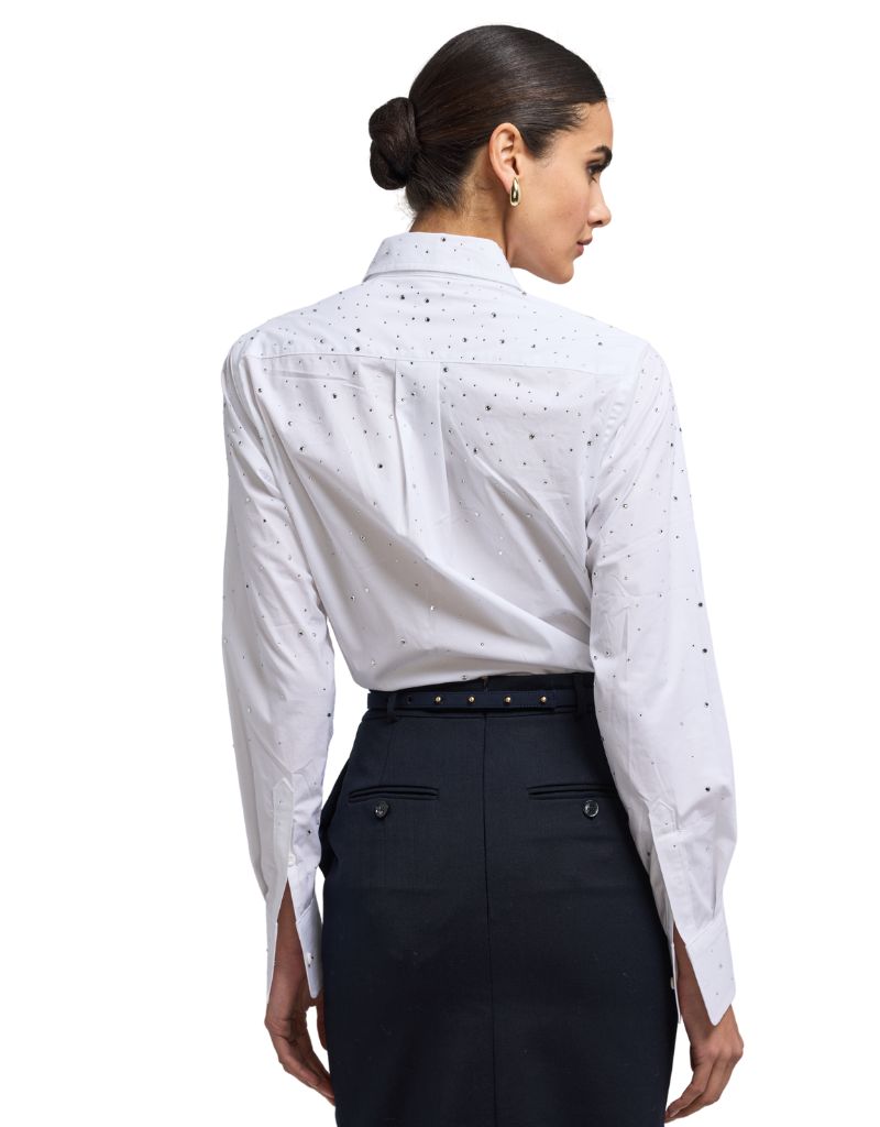 Marcello Crystal Poplin Shirt White Clear
