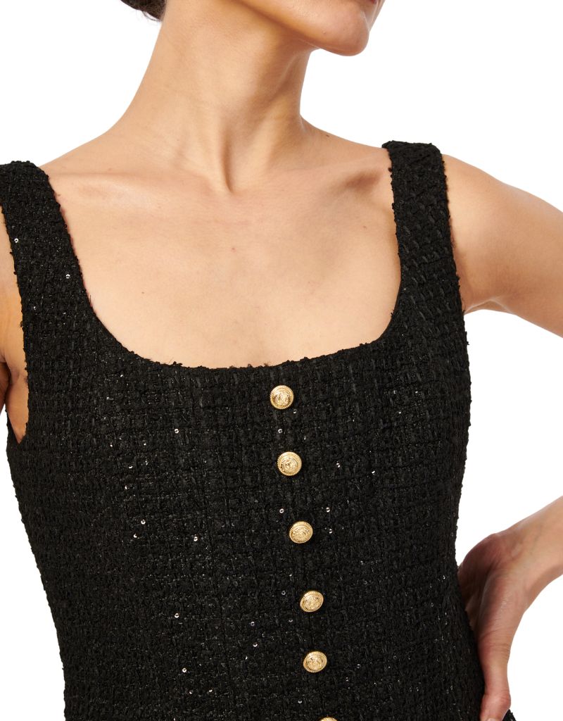 Rosita Tweed Top Black