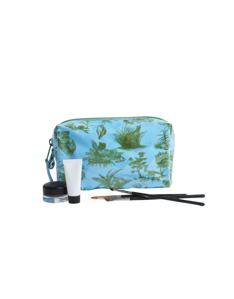 Toile Makeup Bag Blue Green Small