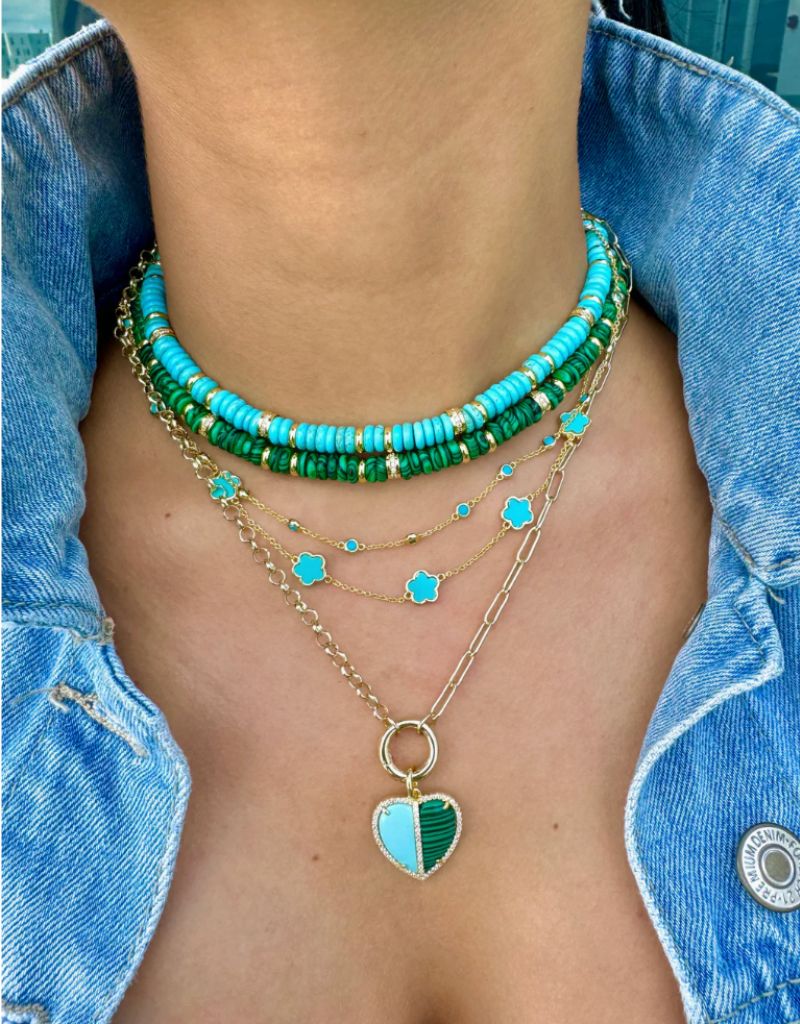 DBY Strand Necklace Gold Turquoise