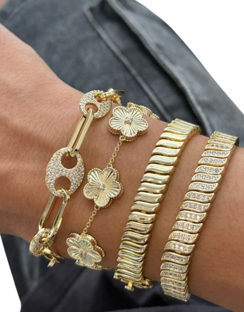 Pave Golden Wave Tennis Bracelet