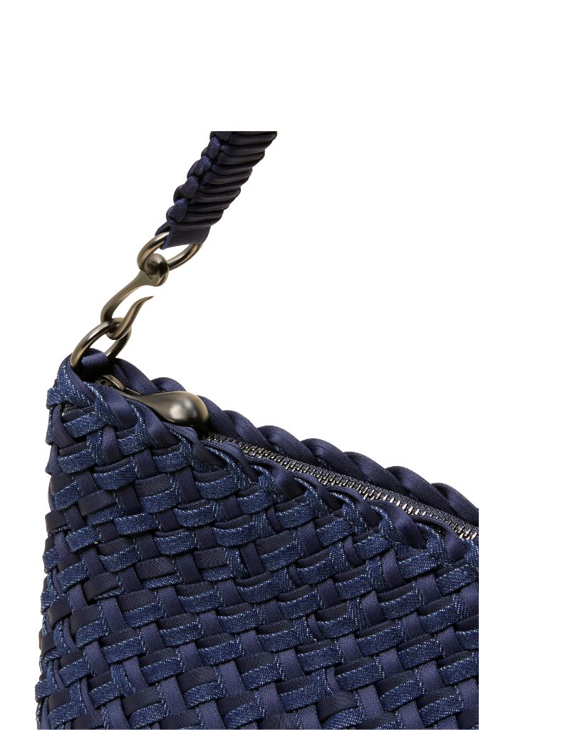 Porto Medium Half-Moon Bag Double Weave Indigo