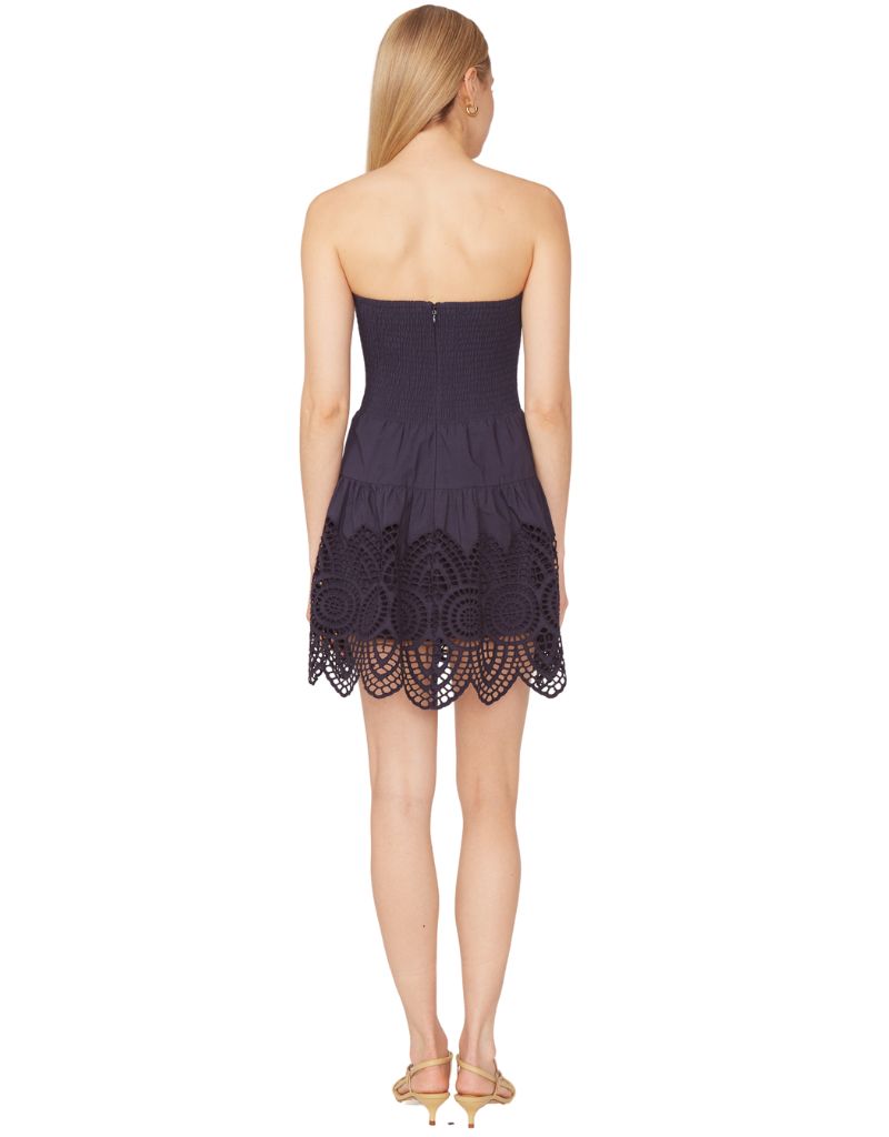 Palma Dress Navy Scallop Edge