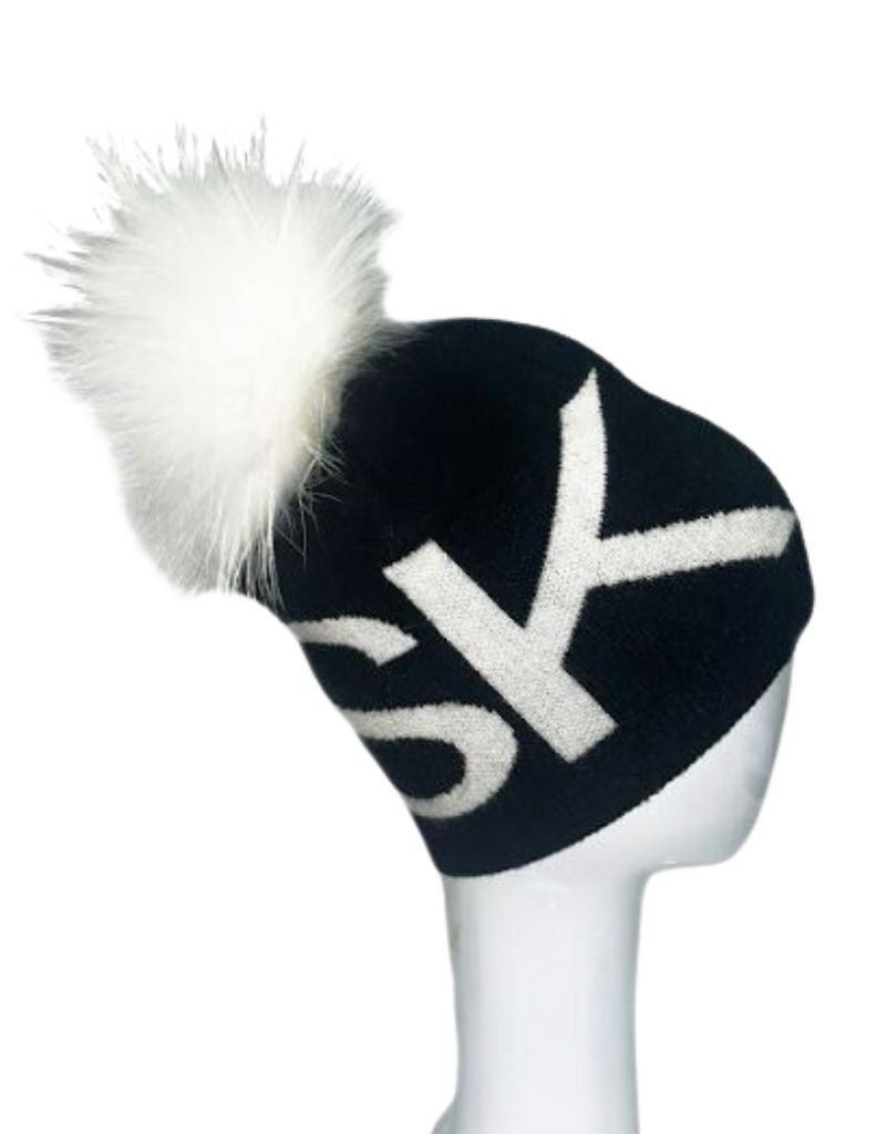 HA-71 Ski Wool Blend Angora Hat Black