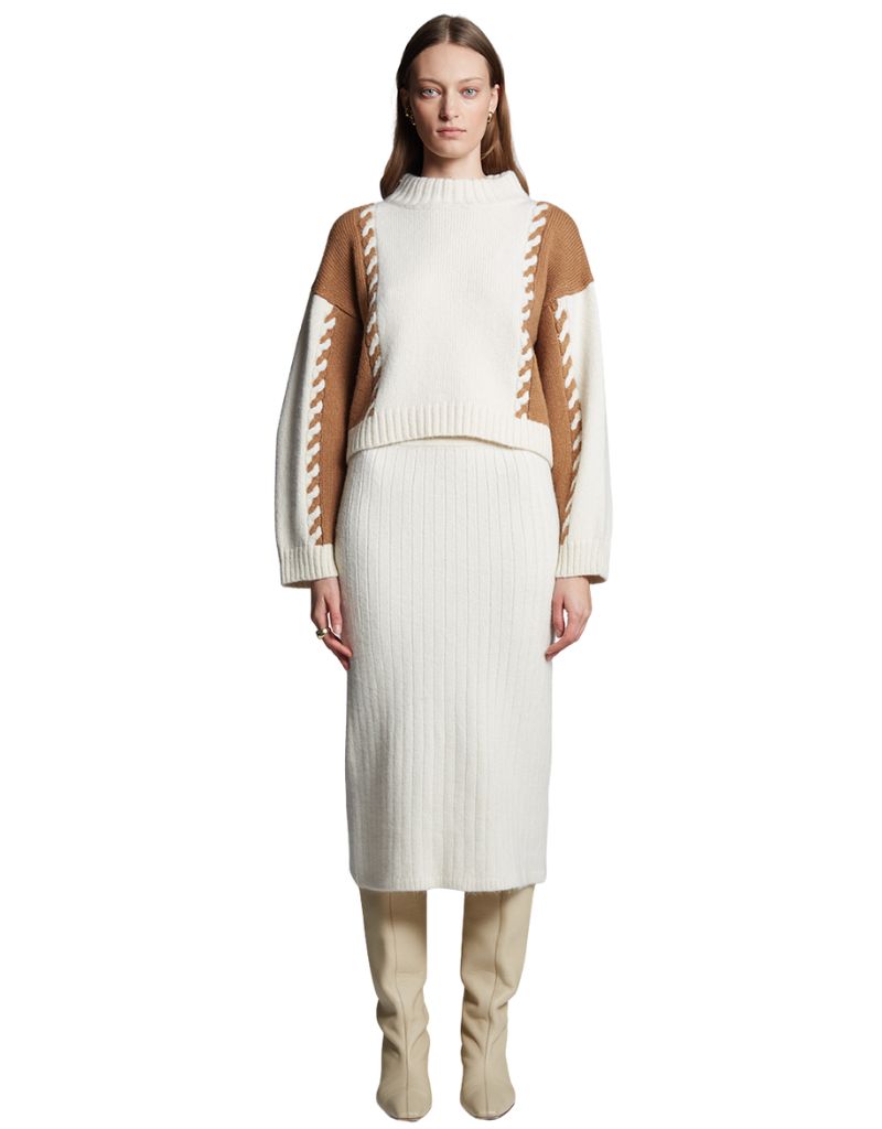 Alexis Sweater Ivory Camel Combo