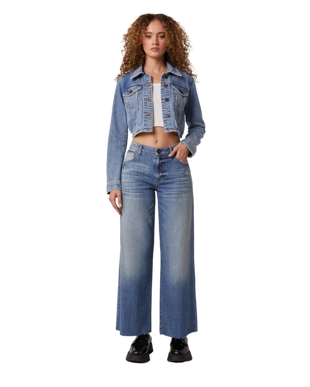 Conrad High Rise Wide Leg Raw Hem Medium Sunset Wash