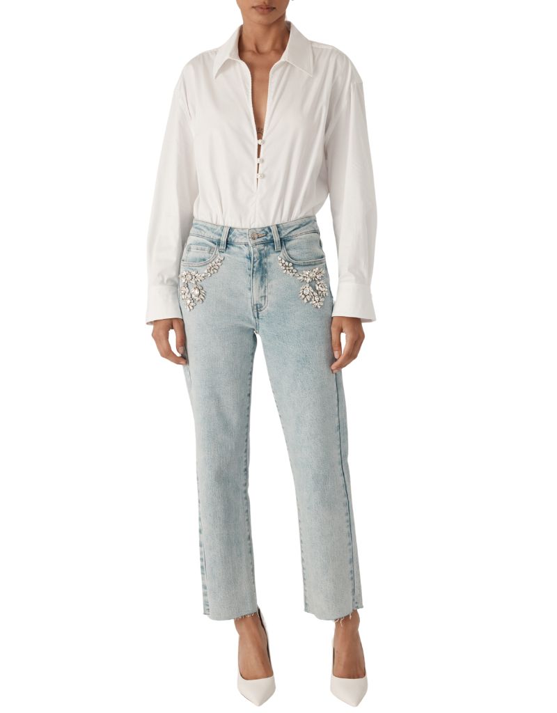 Lucia Poplin Bodysuit White