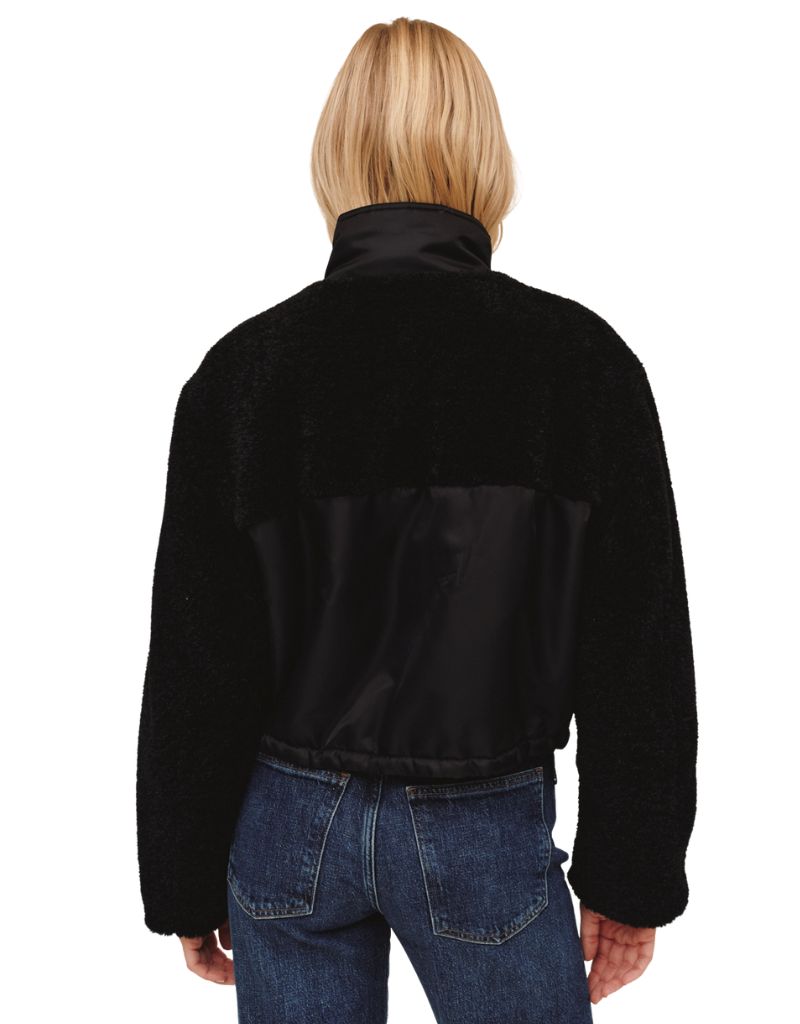 Funnel Neck Utility Sherpa Jacket Black