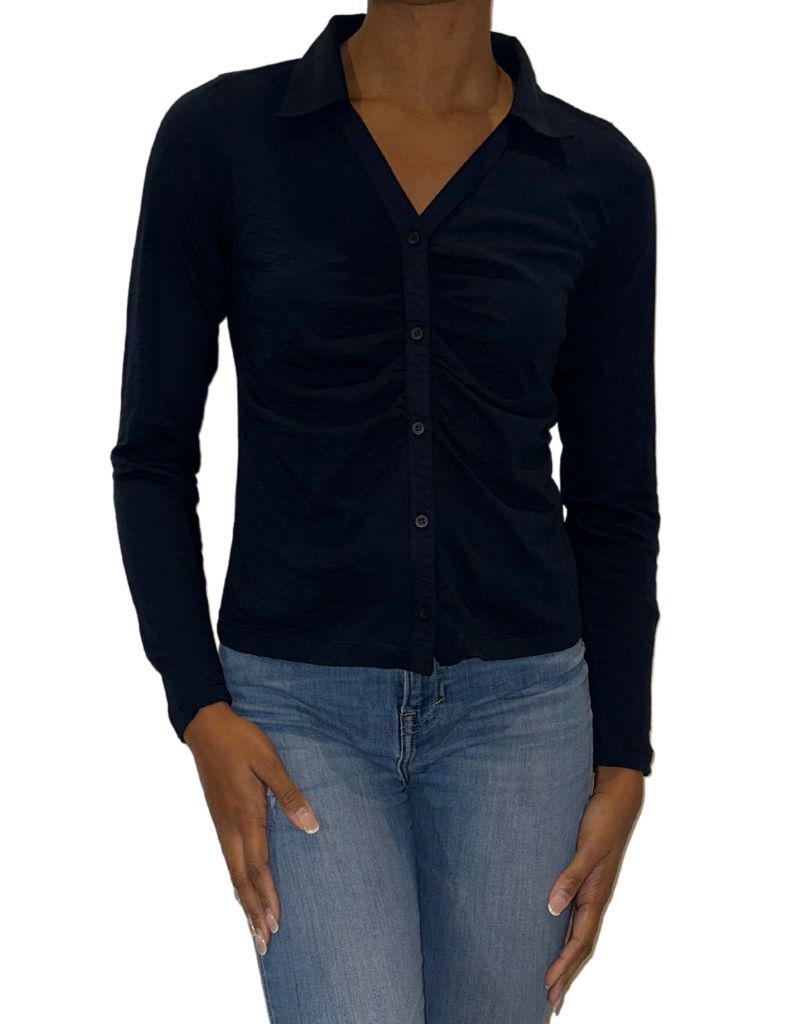 Supima Slub Ruched Front Shirt New Navy